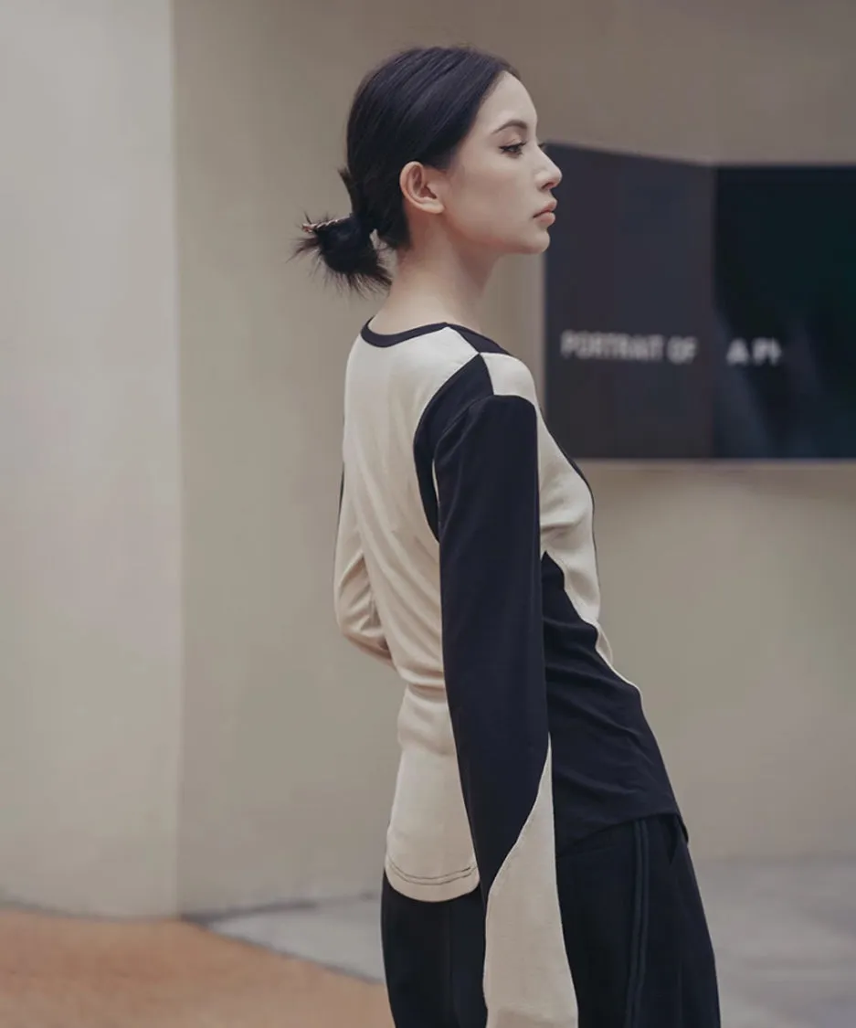 Neutral Color Blocking Top