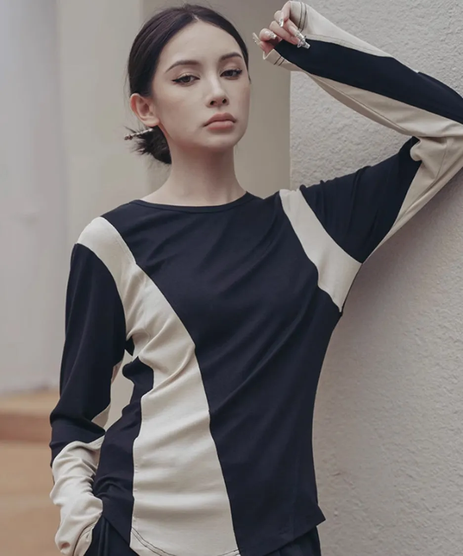 Neutral Color Blocking Top