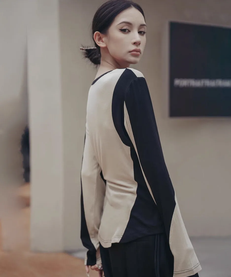 Neutral Color Blocking Top