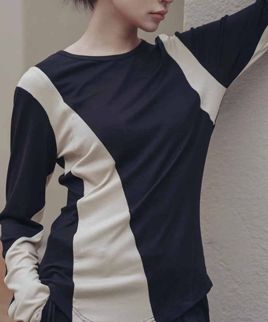 Neutral Color Blocking Top