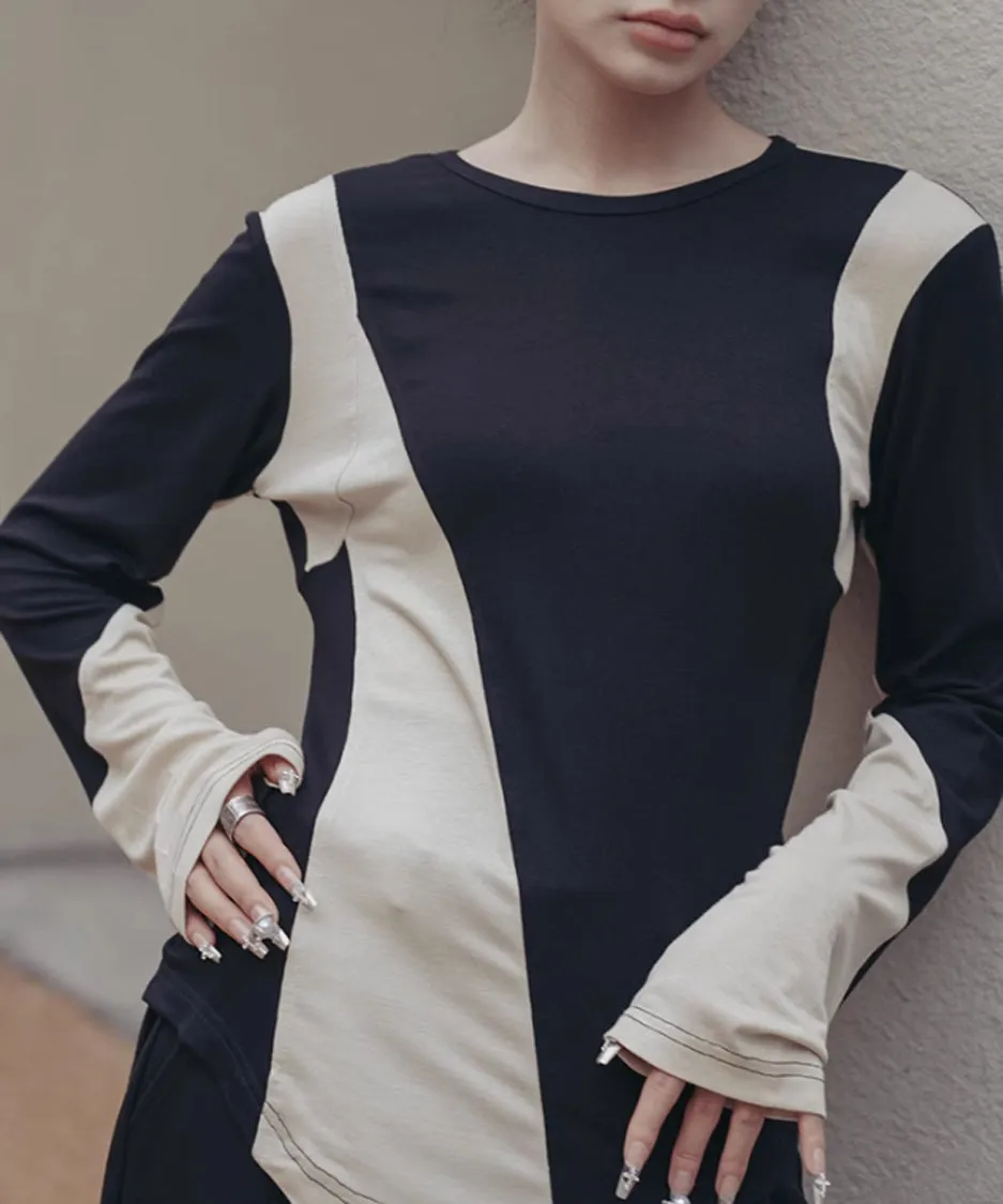 Neutral Color Blocking Top