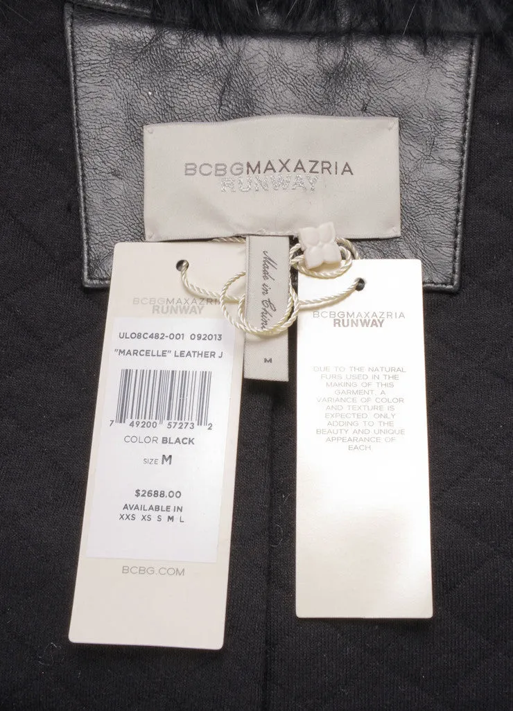 New With Tags Black "Marcelle" Fur Trim Leather Jacket