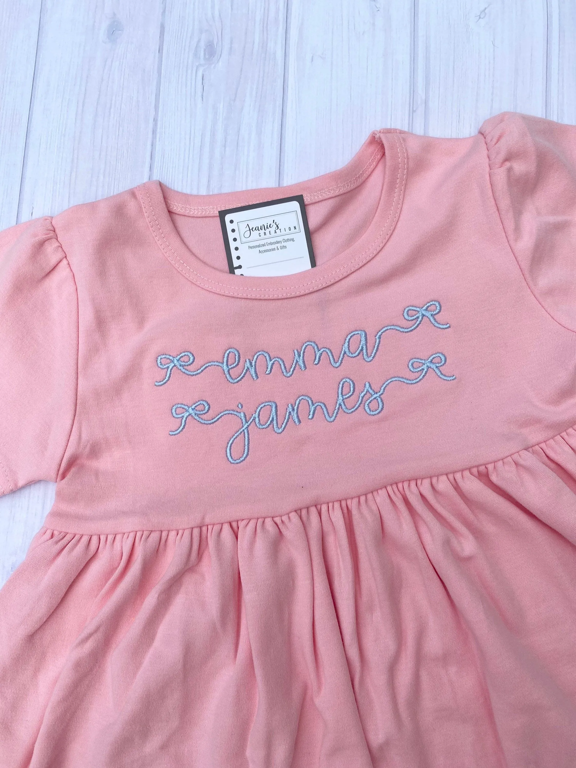 Personalized Girl Dress, Monogram Girl Short Sleeve Dress