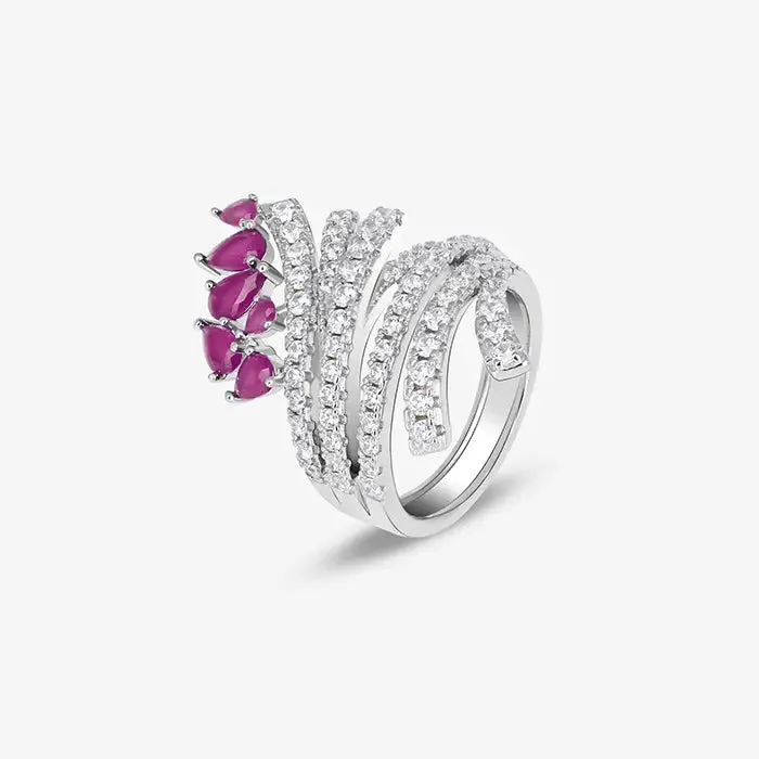 Petal Spiral Silver Ring