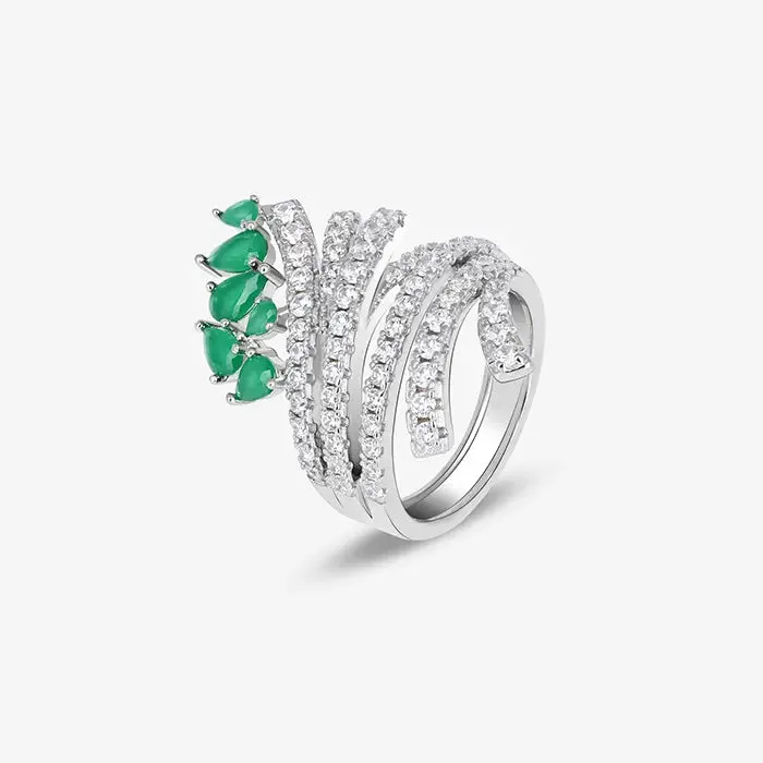 Petal Spiral Silver Ring