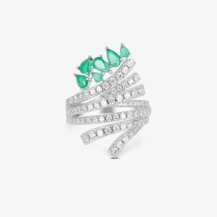 Petal Spiral Silver Ring