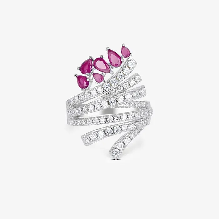 Petal Spiral Silver Ring
