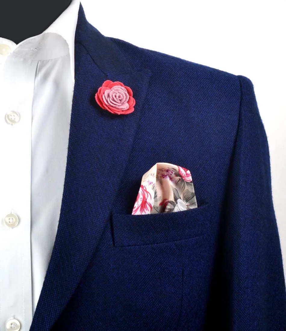 Pink Combination Rosette Lapel Pin