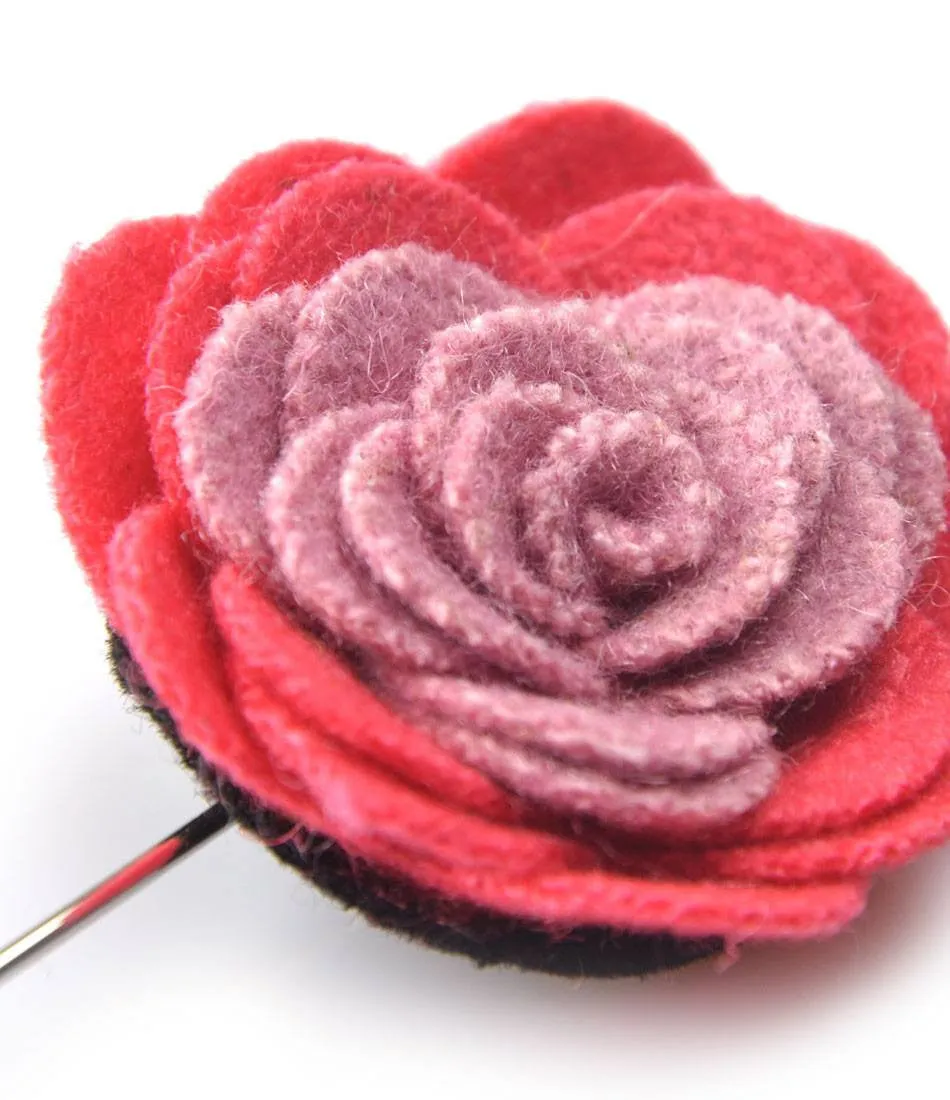Pink Combination Rosette Lapel Pin