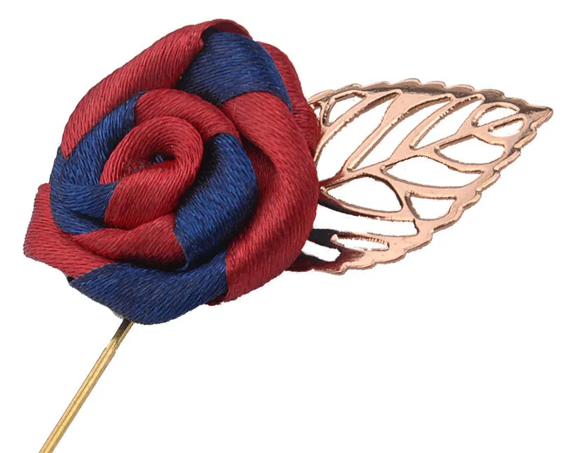 Prussian Blue / Crimson Red Rose Lapel Pin