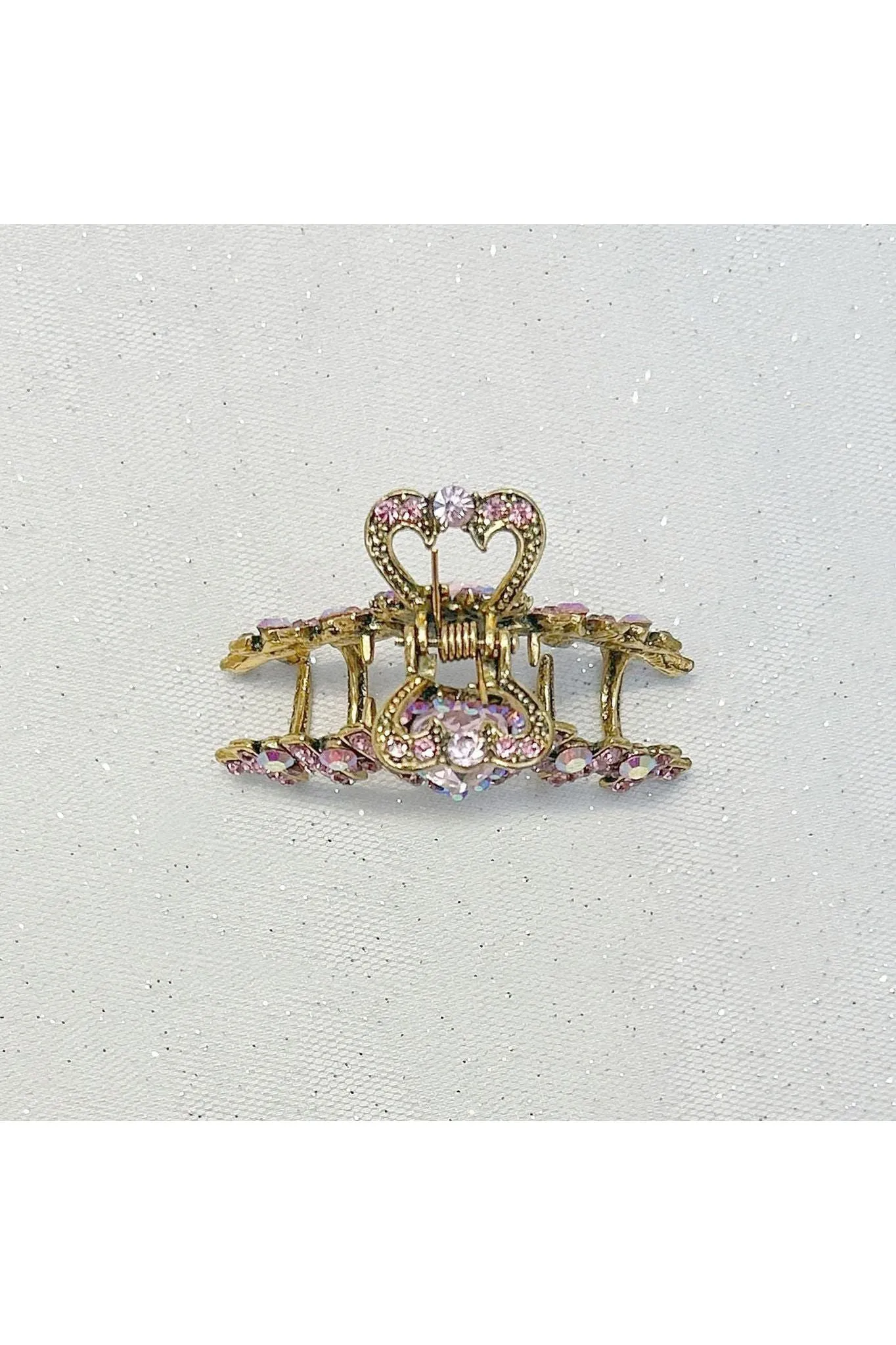 Queenmee Hair Accessories Hair Clamp In Pink Hair Claw Clip With Crystal Gold