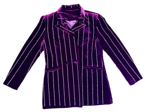 Rhinestone Pin Stripe Velvet Blazer