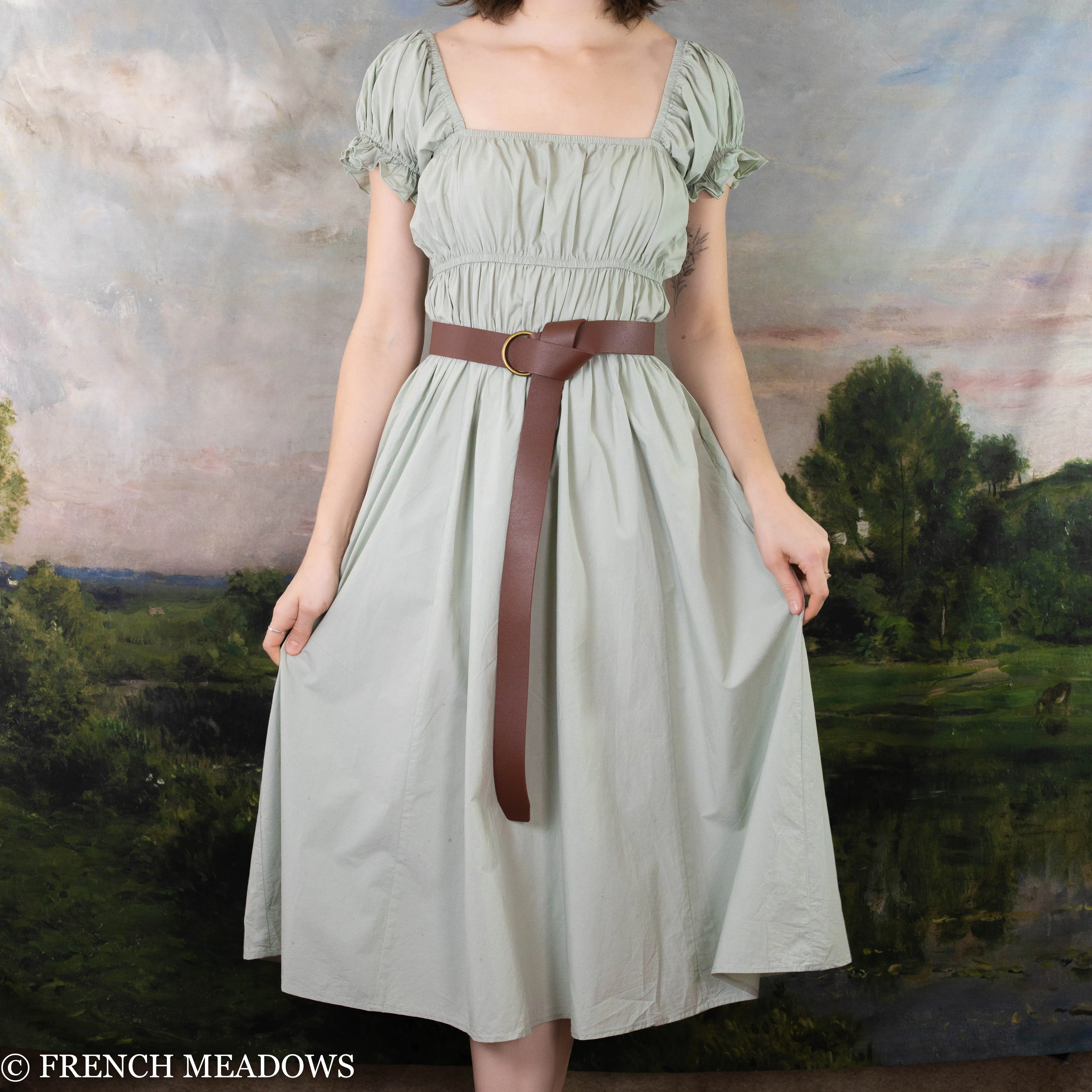 Sage Green Cotton Milkmaid Dress