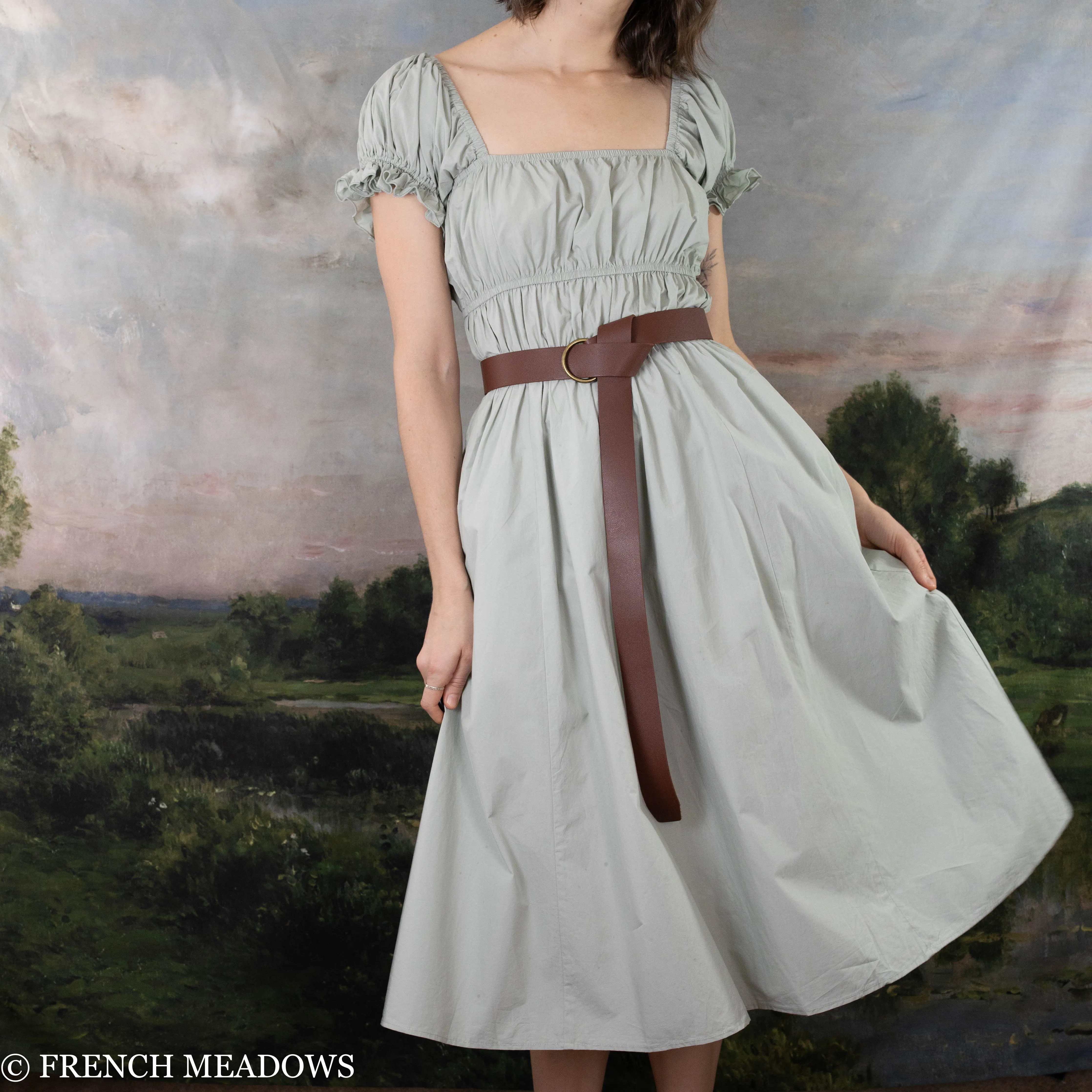 Sage Green Cotton Milkmaid Dress