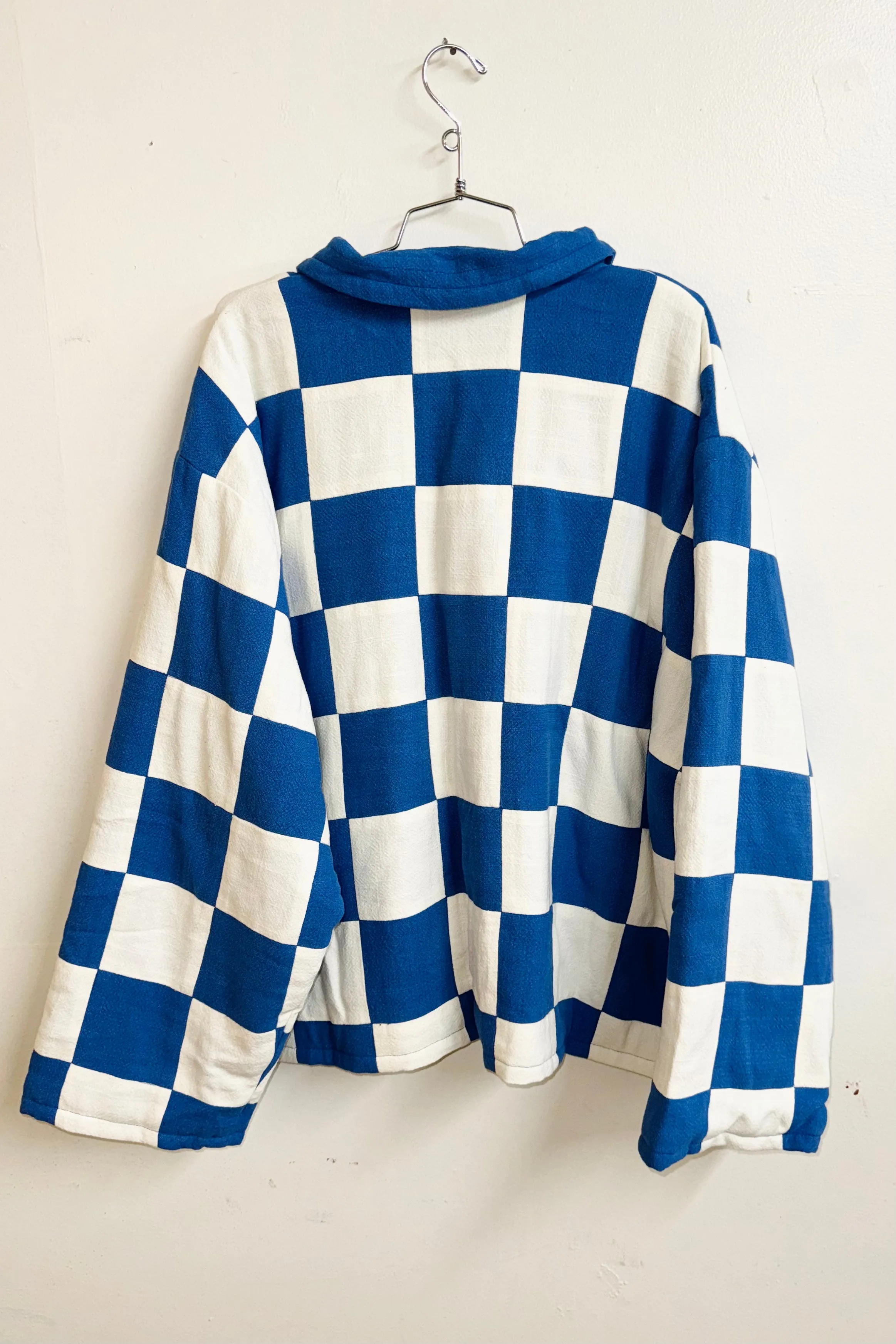 Scrap #18 Blue/White Chessboard Crop Jacket 1X/2X