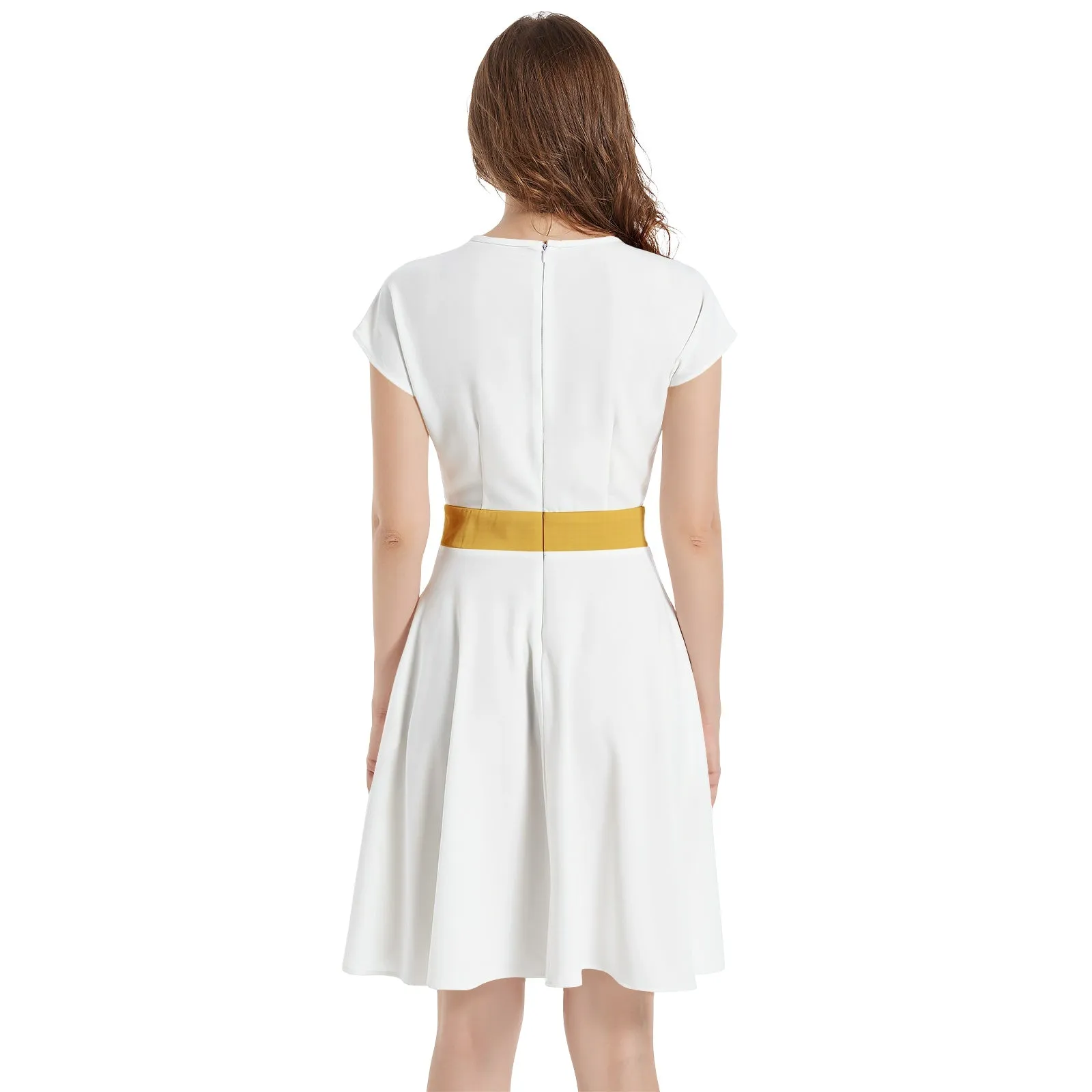 Short Sleeve  Casual A-Line Midi Dress