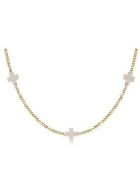 SIGNATURE CROSS CHOKER NECKLACE - OFF-WHITE
