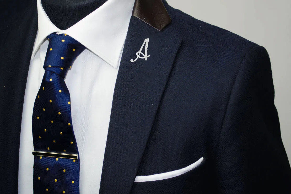 [Silver Initial Letter A] Plated Metal Lapel Pin