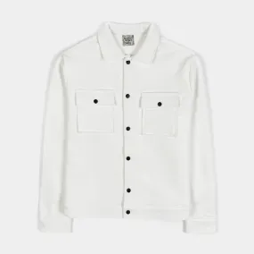 Solid Jacquard Knit Mens Jacket (White)