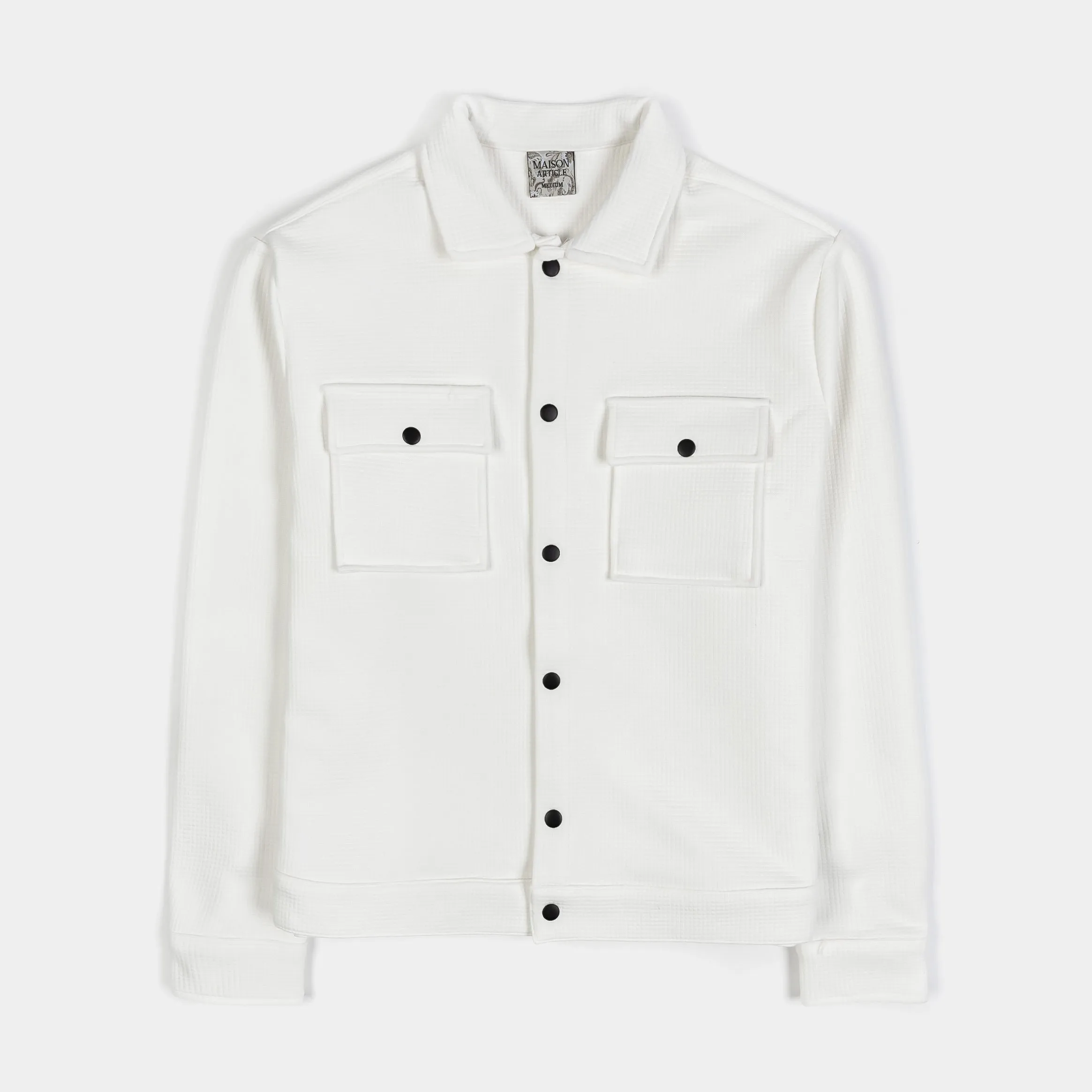 Solid Jacquard Knit Mens Jacket (White)