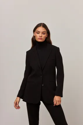 The Mackenzie - Black Single-Breasted Viscose Crepe Blazer