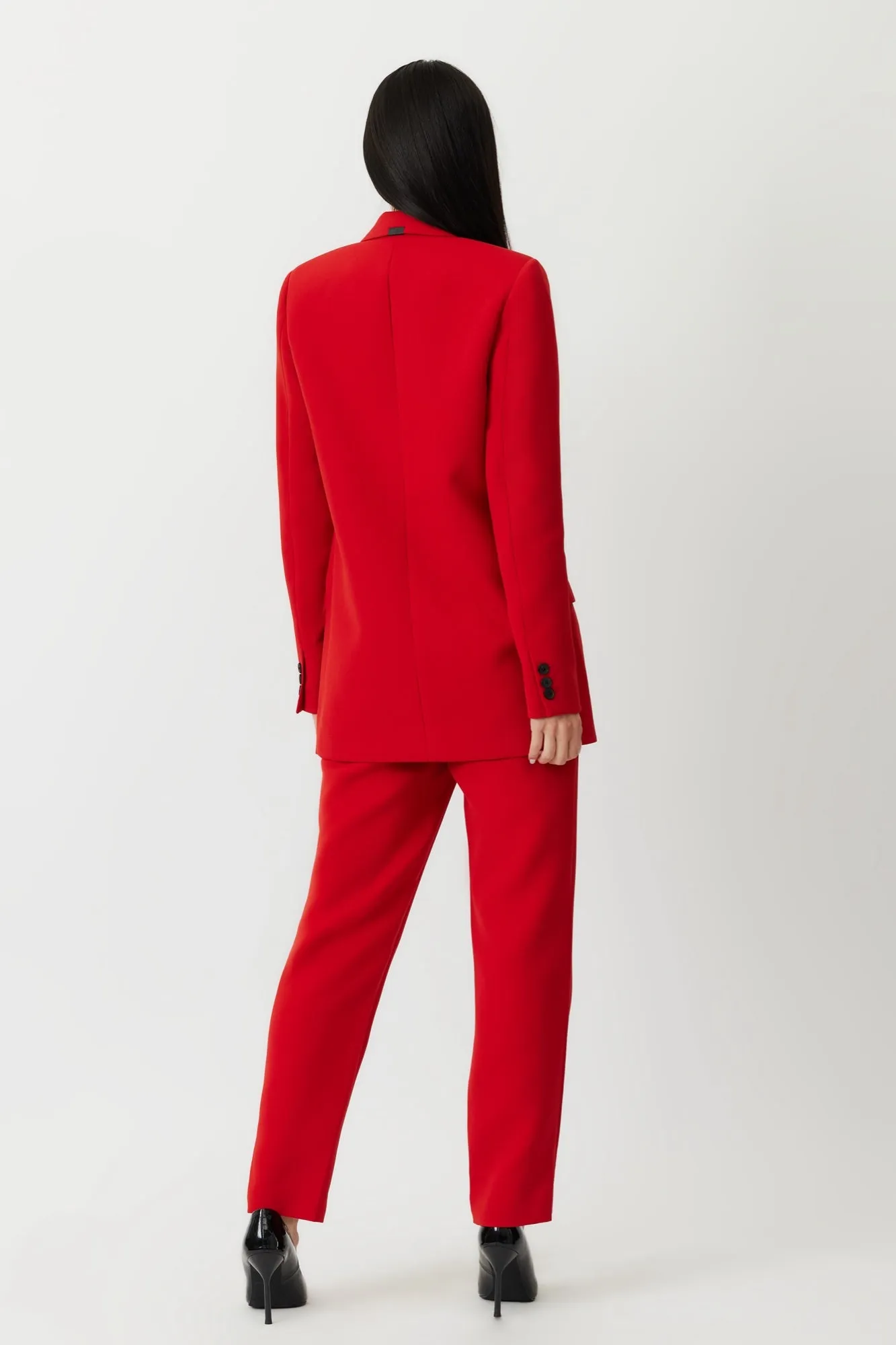 The Neils - Lipstick Red Oversized Japanese Twill Double-Breasted Blazer