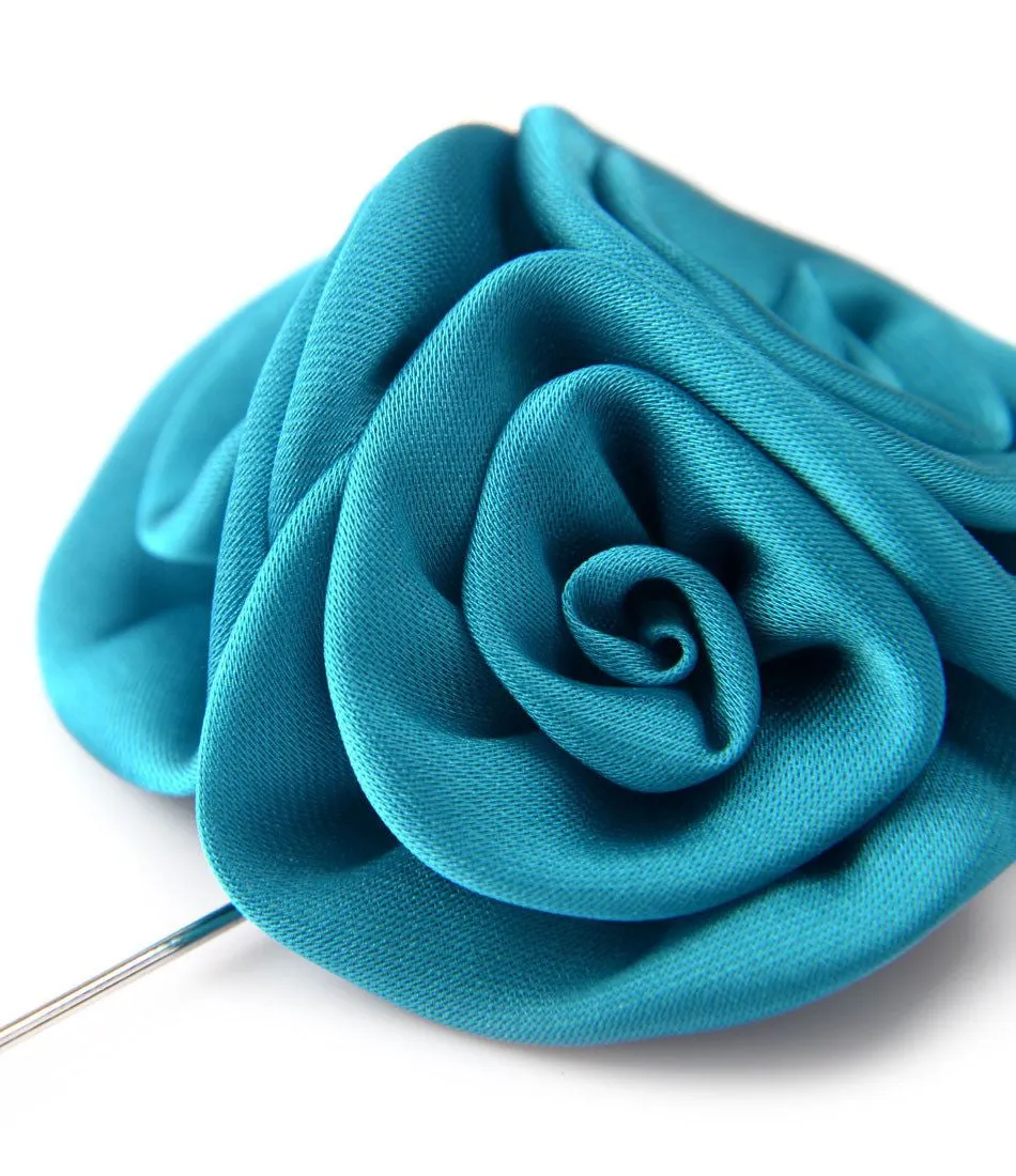 Turquoise Triple Rose Flower Lapel Pin