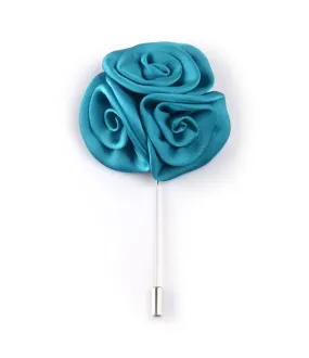 Turquoise Triple Rose Flower Lapel Pin