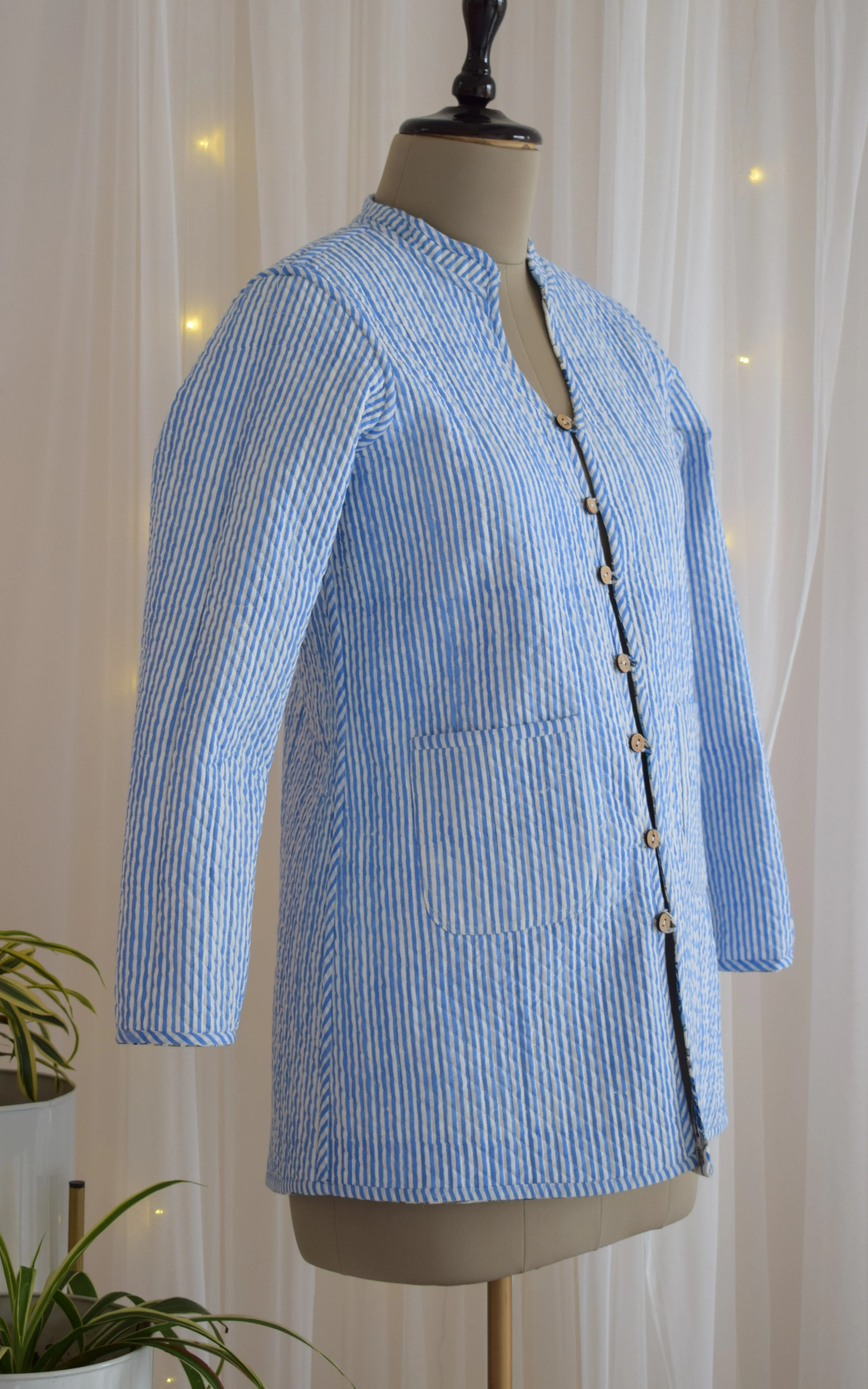 Udaipur Block Print Reversible Quilted Jacket