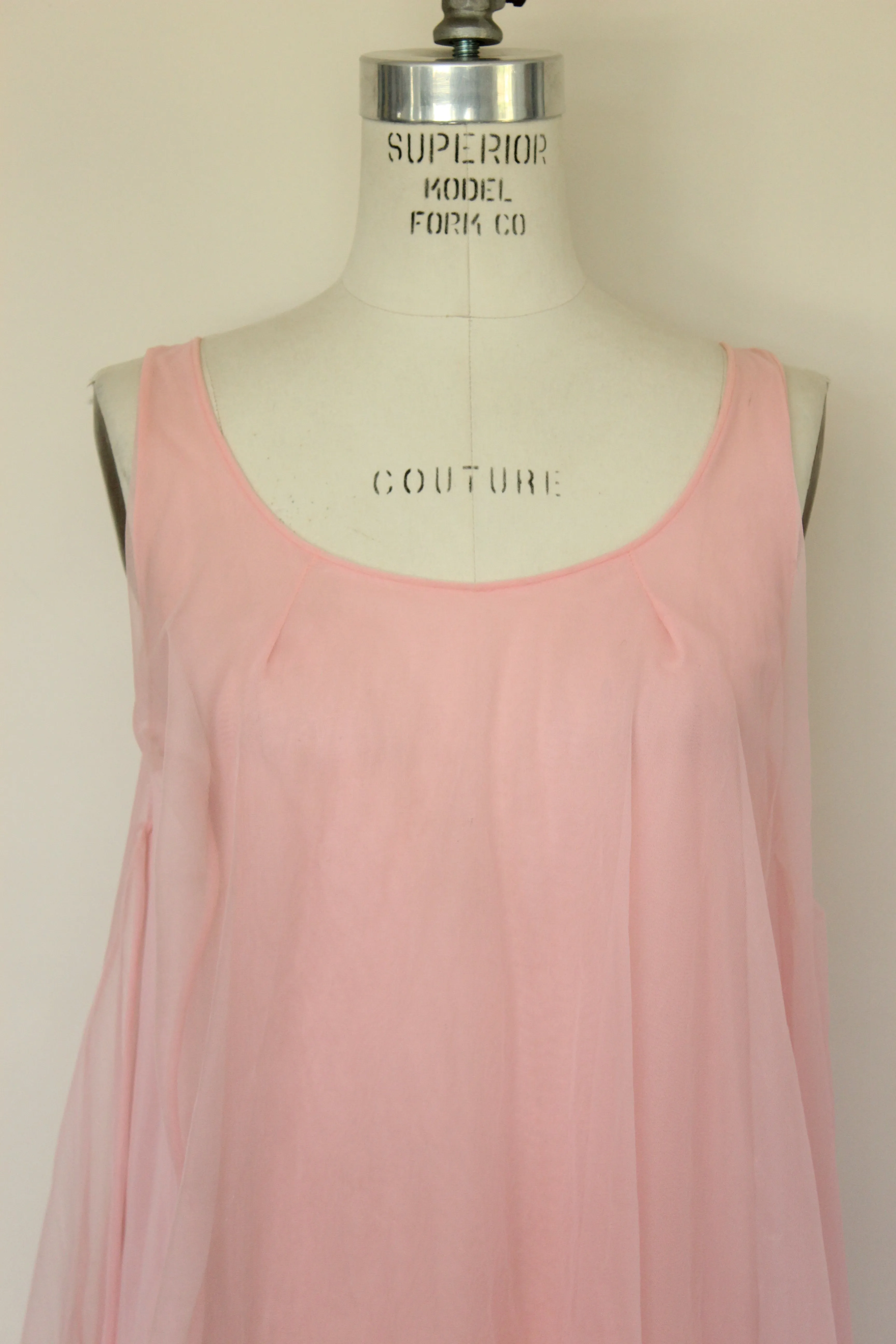 Vintage 1960s Pink Nylon Babydoll Nightgown