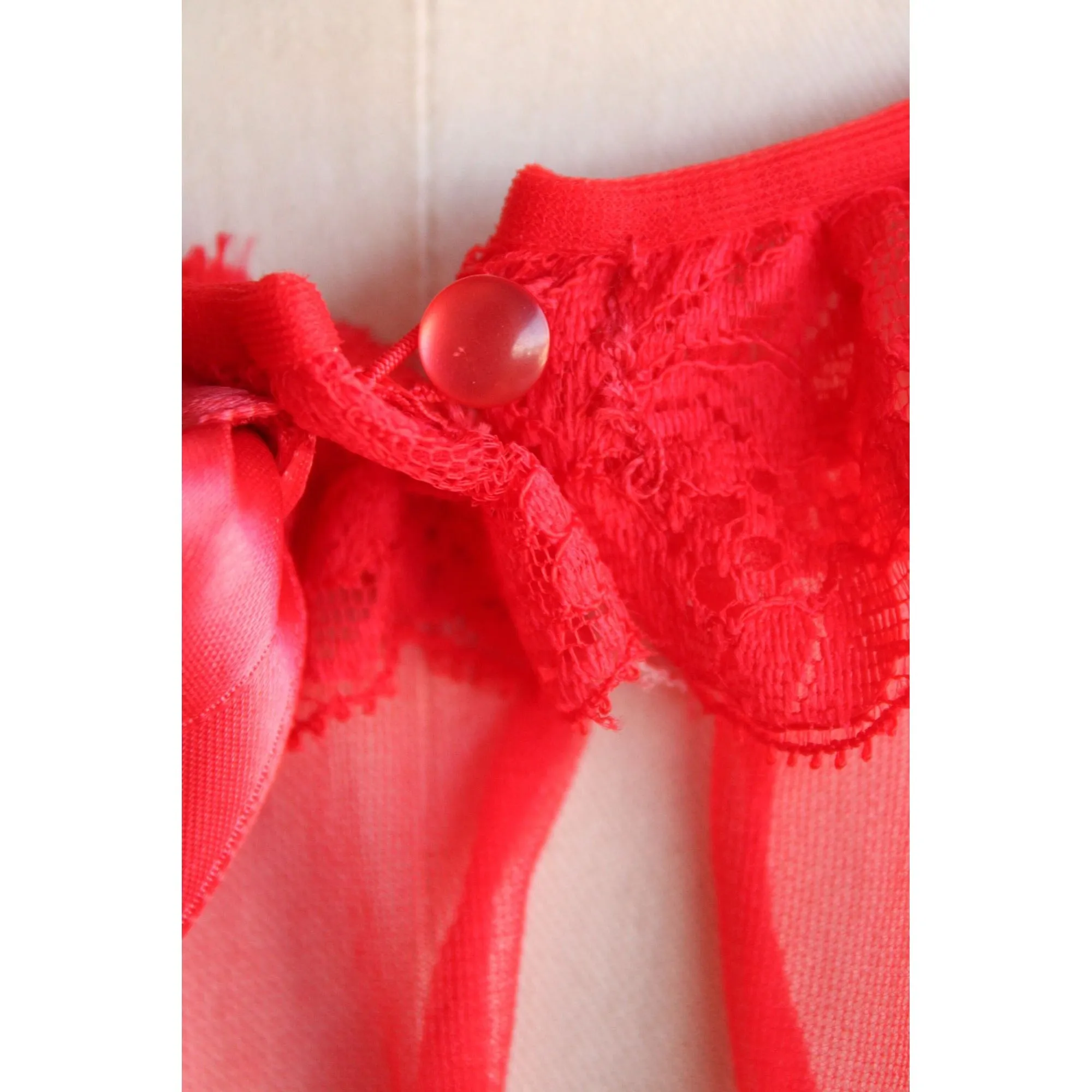 Vintage 1960s Red Nylon Babydoll Peignoir