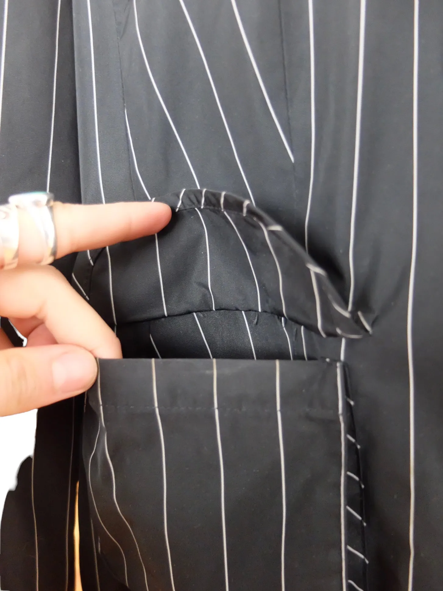 Vintage 90s Y2K Preppy Goth Grunge Black Pinstriped Collared Button Down Blazer Jacket | Size S