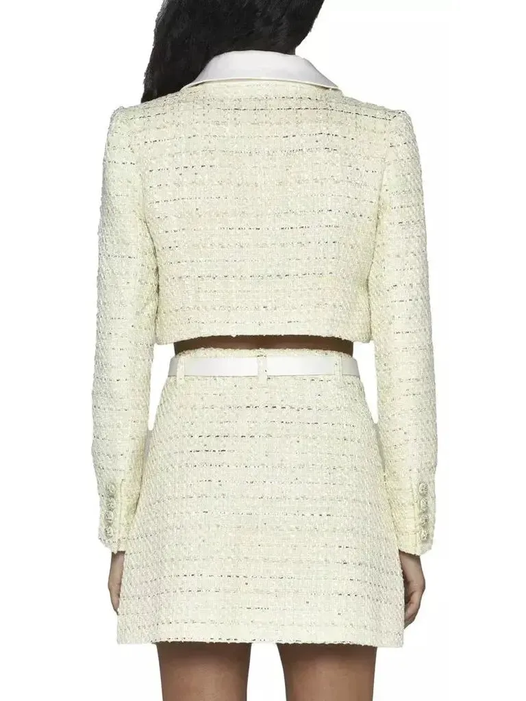 Women’s Cropped Bouclé Jacket and Belted Mini Skirt Set