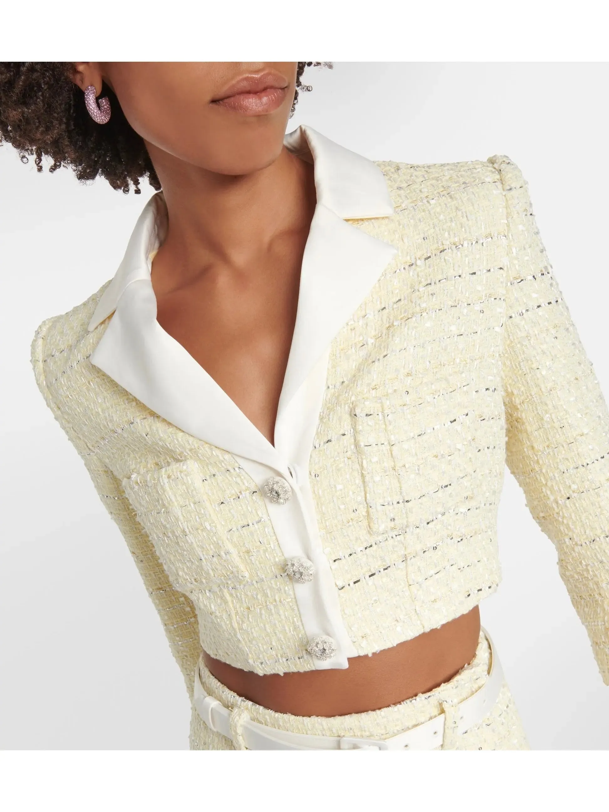 Women’s Cropped Bouclé Jacket and Belted Mini Skirt Set