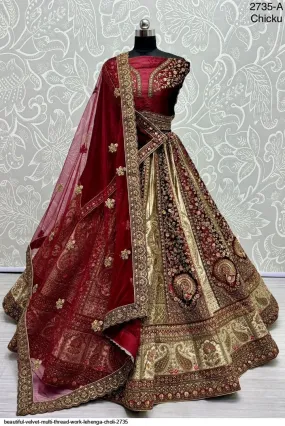 Women's Designer Heavy Dynamic Velvet Bridal Wedding Lehenga Choli