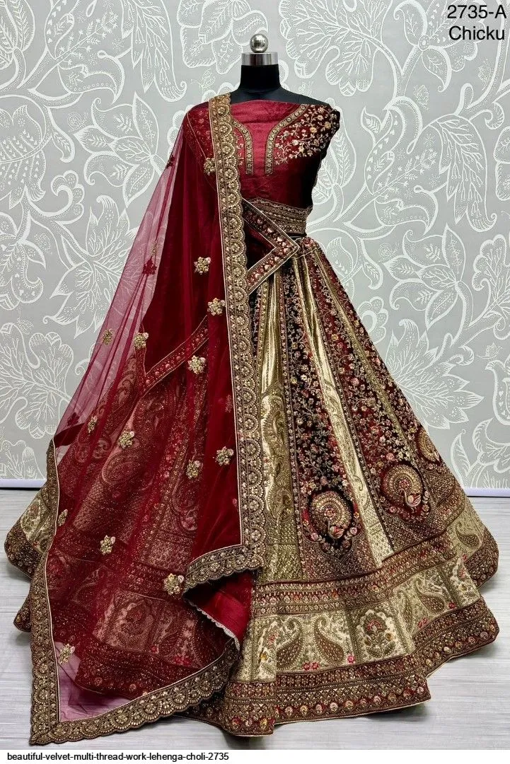 Women's Designer Heavy Dynamic Velvet Bridal Wedding Lehenga Choli